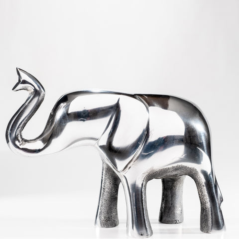 Elephant Ornament, Trunk Up  - Polished Silver