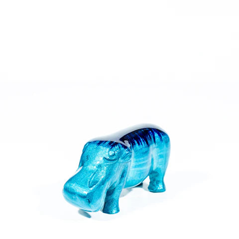 Hippo Ornament - Brushed Aqua