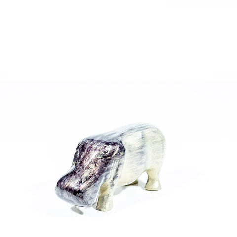Hippo Ornament - Brushed Silver