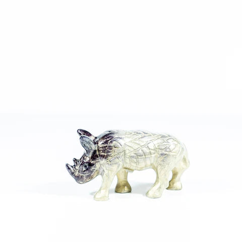 Rhino Ornament - Brushed Silver