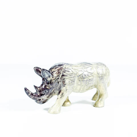 Rhino Ornament - Brushed Silver