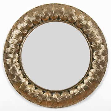 Gold Leaf Round Mirror