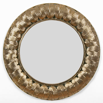 Gold Leaf Round Mirror - ex Display