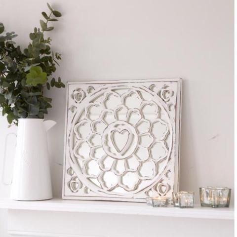 White Distressed Mirror Panel