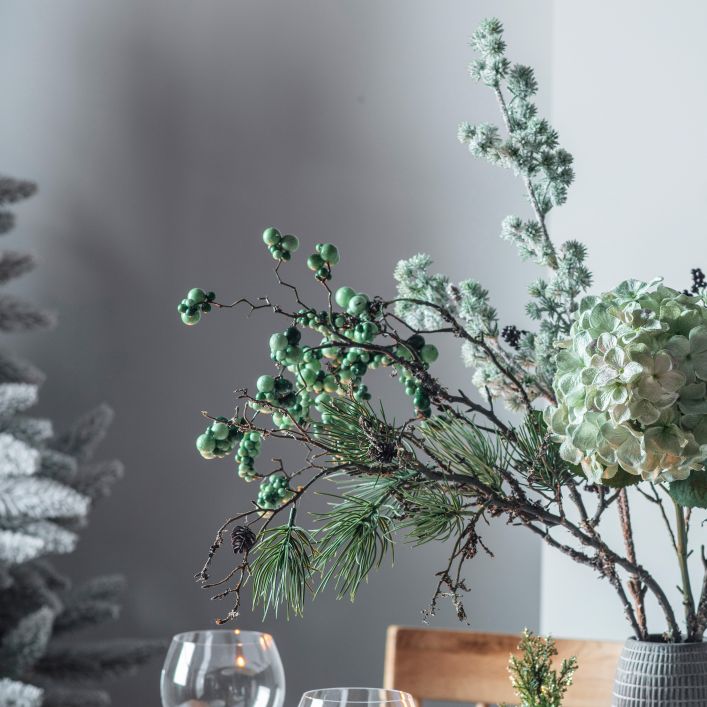 Mixed Berries Jade with Moss Faux Spray Stem