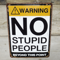 'No Stupid People' Wall Sign