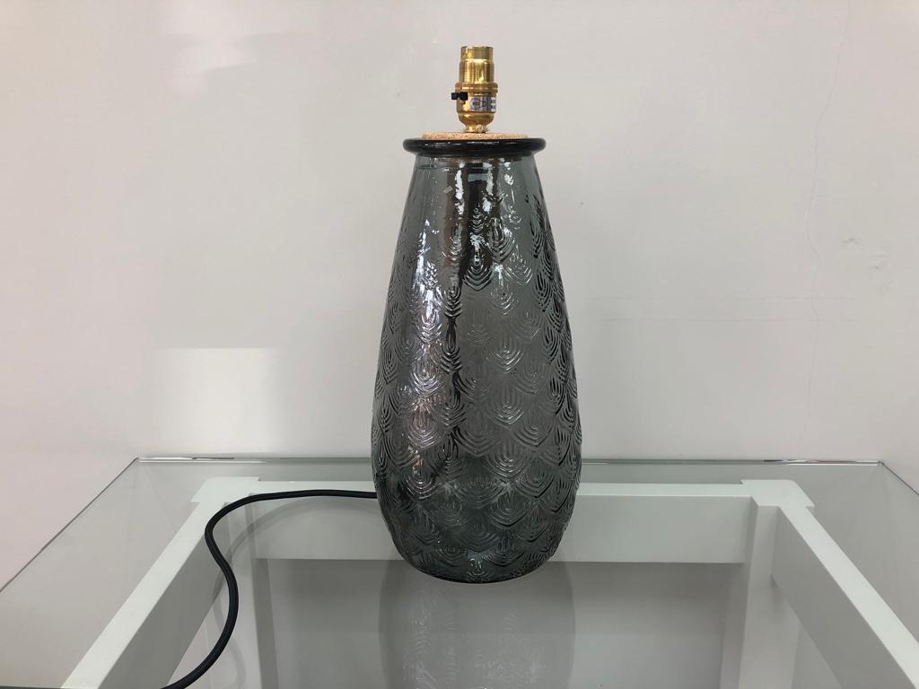 Palm Glass Lamp in Neutral Grey with Black Flex