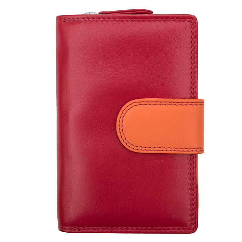 London Bifold Leather Purse / Red-Multi