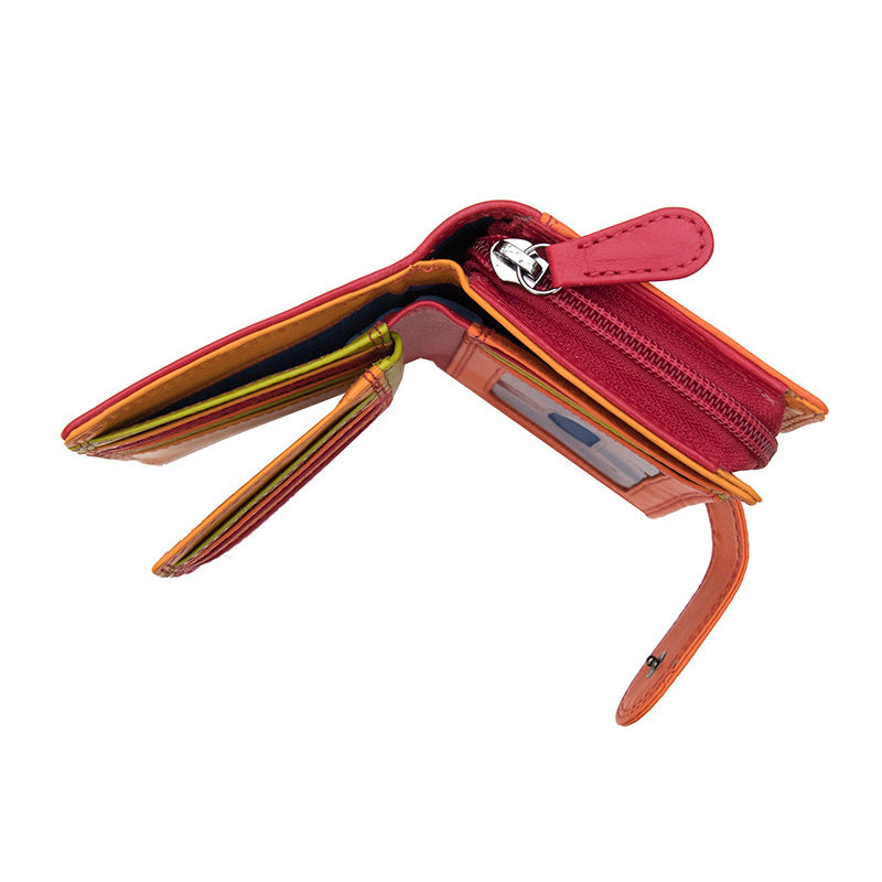 London Bifold Leather Purse / Red-Multi