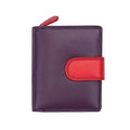 Soft Colourful Leather Trifold Purse - Camellia London / Grape-Multi
