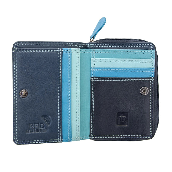 London RFID Small Multi Colour Purse / Blue-Multi