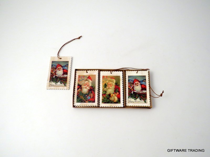 Set of 6 Wooden Santa Tags