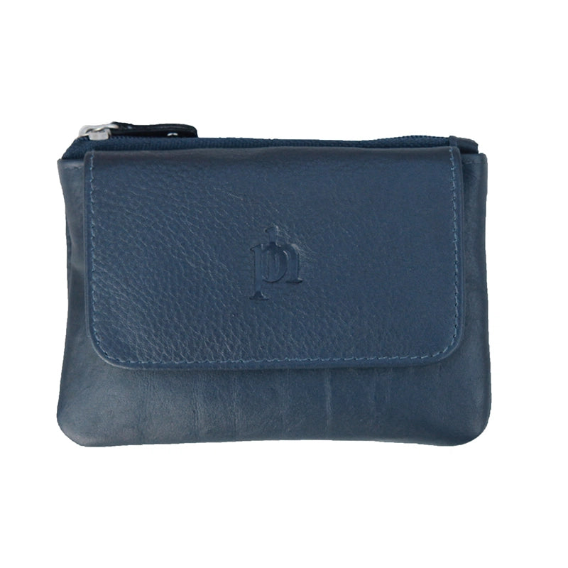 Soft Leather Change Pouch / Navy Blue