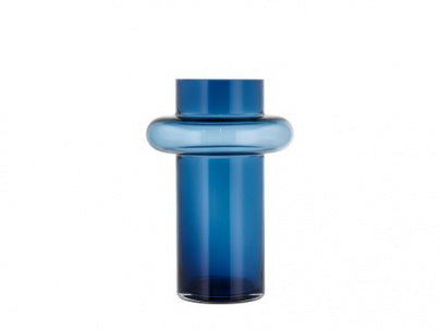 Vase Tube 25 cm Dark Blue Glass