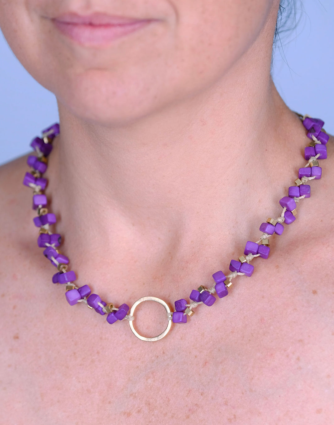 Dainty Tagua Necklace - Purple