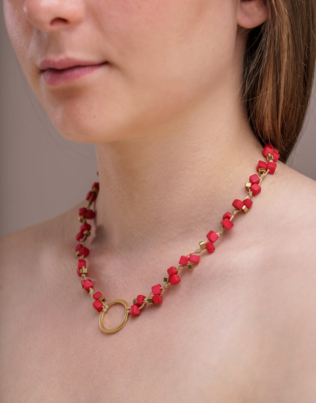 Dainty Tagua Necklace - Red