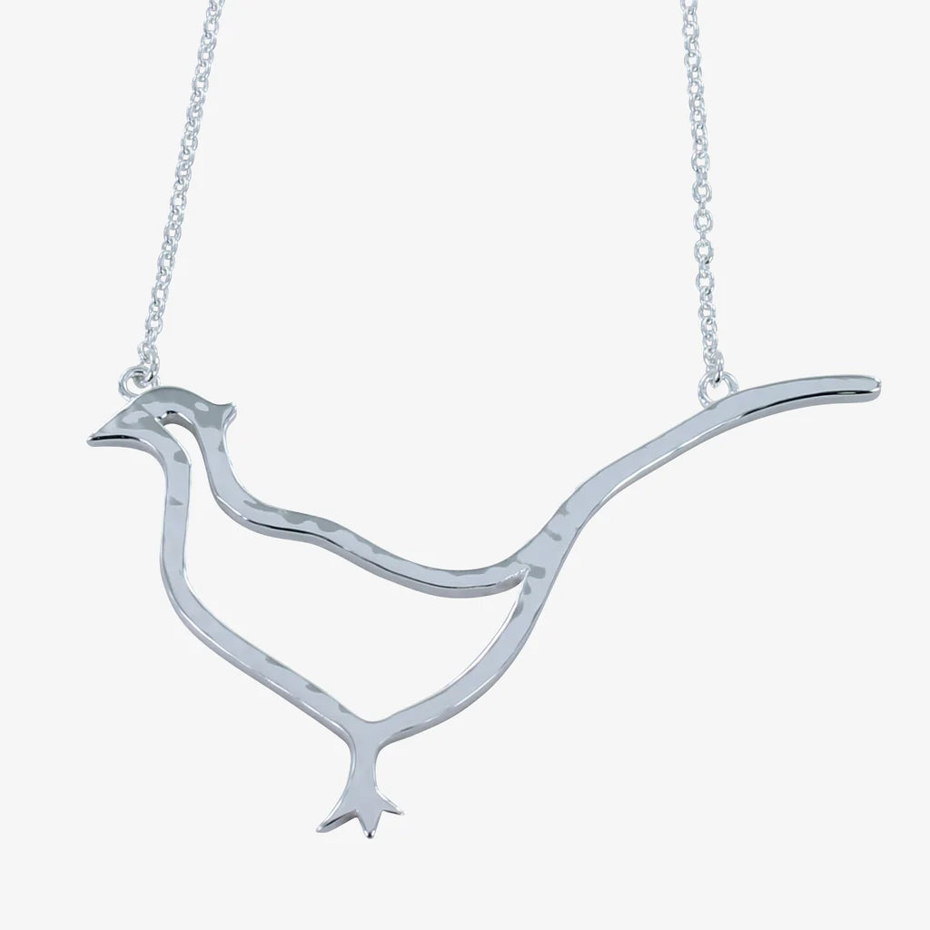 Hammered Pheasant Sterling Silver Necklace