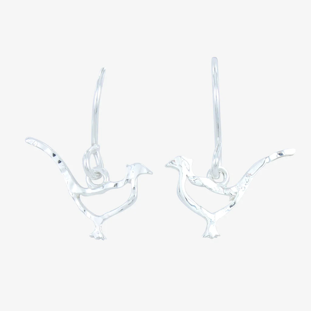 Pheasant Silhouette Sterling Silver Earrings