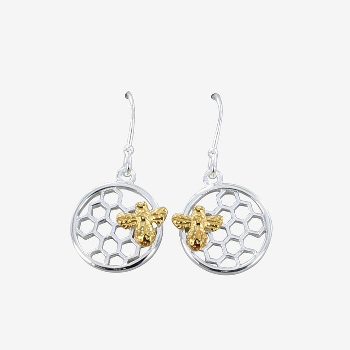 Bee and Honeycomb Earrings - Gold