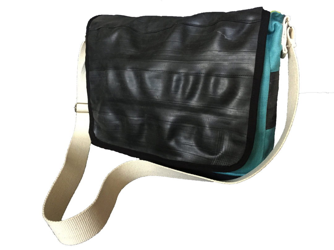 Organic Canvas And Recycled  Inner Tube Messenger Bag
