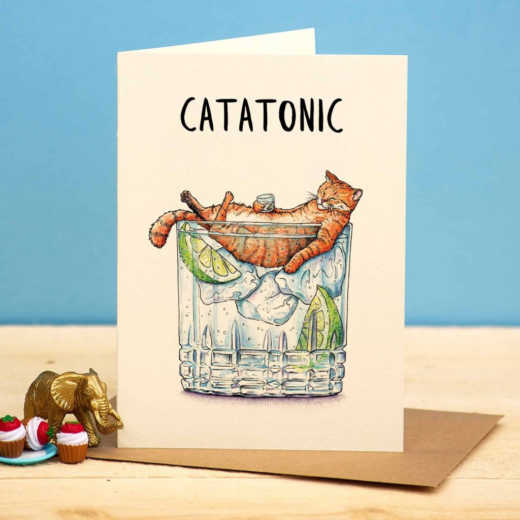 Catatonic Punny Greetings Card