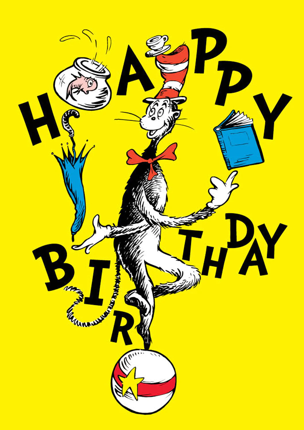 Dr Seuss The Cat in the Hat Happy Birthday Greetings Card