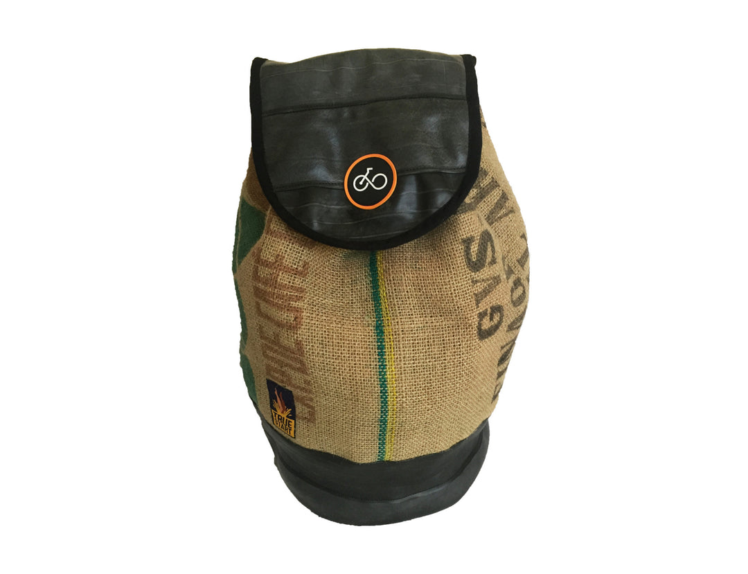 Recycled Inner Tube & Coffee Sack Duffel Bag