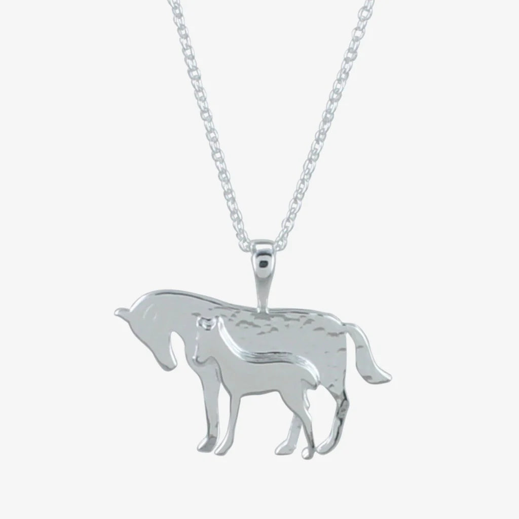 Mare and Foal Sterling Silver Necklace