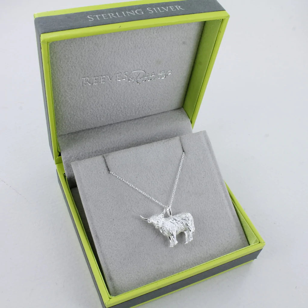 Standing Highland Cow Sterling Silver Necklace!
