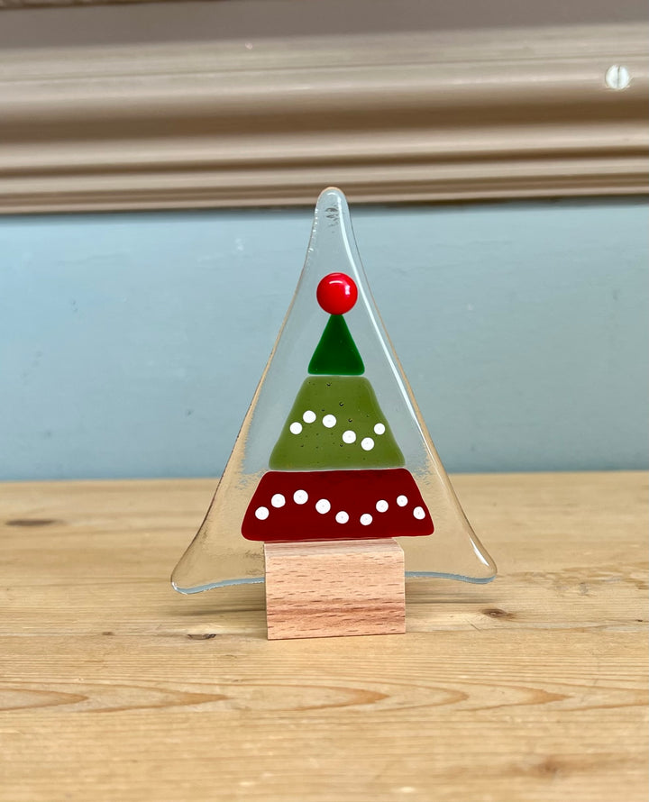 Mini Standing Christmas Tree Glass Ornaments - Designs Vary