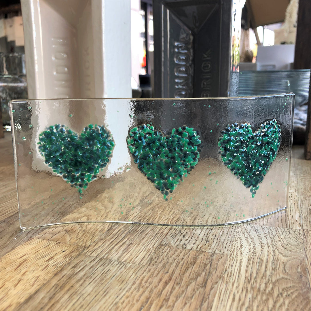 Three Heart Glass Wave Curve - Green
