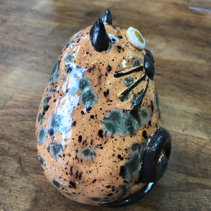 Ceramic Chubby Cat Ornament - Mustard