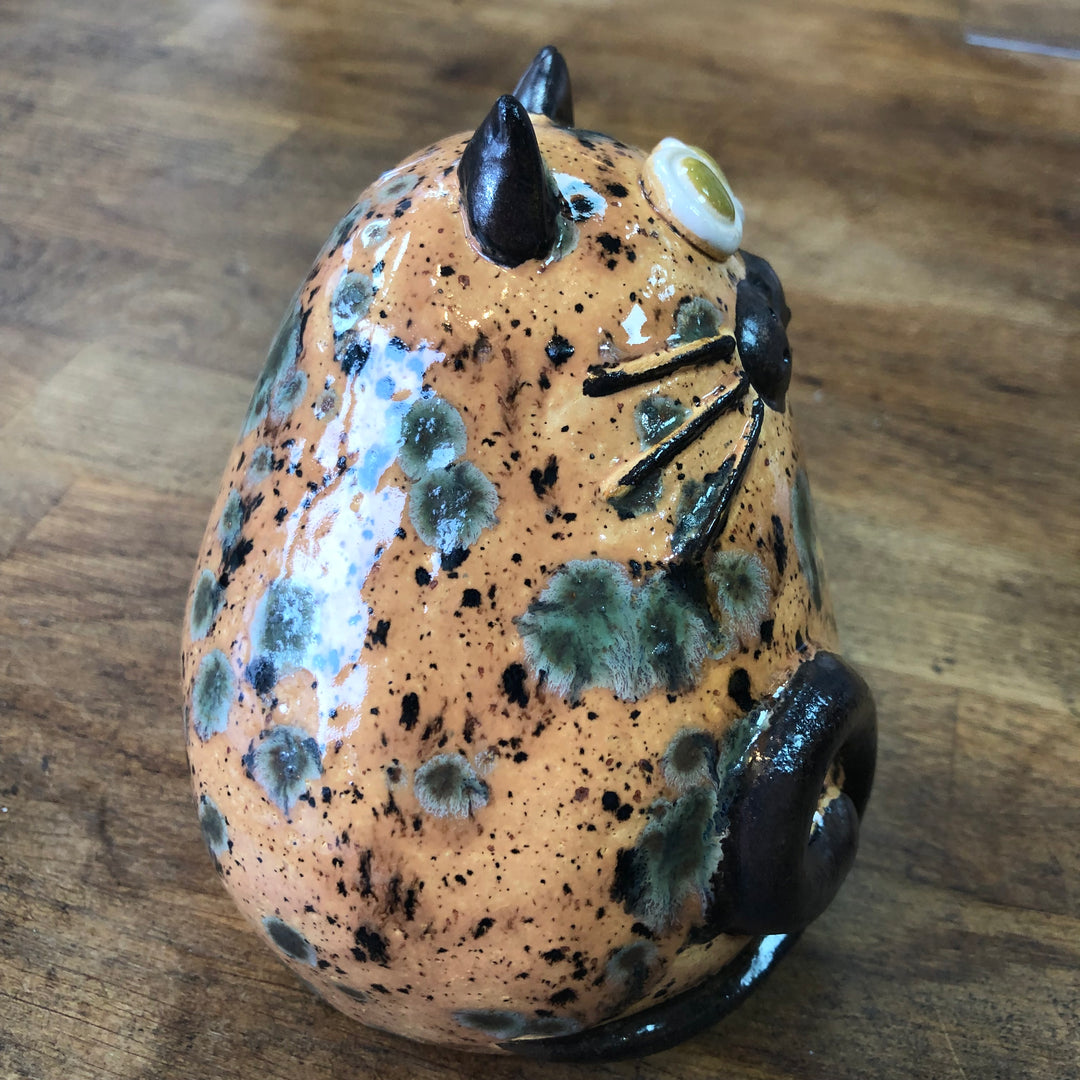 Ceramic Chubby Cat Ornament - Mustard
