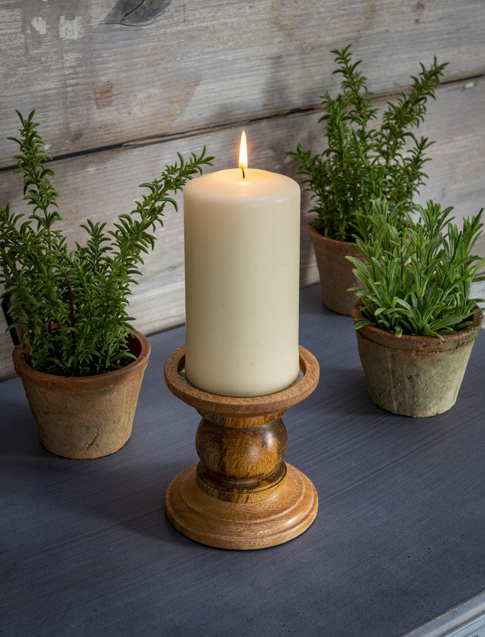 Wooden Pillar Candle Holder