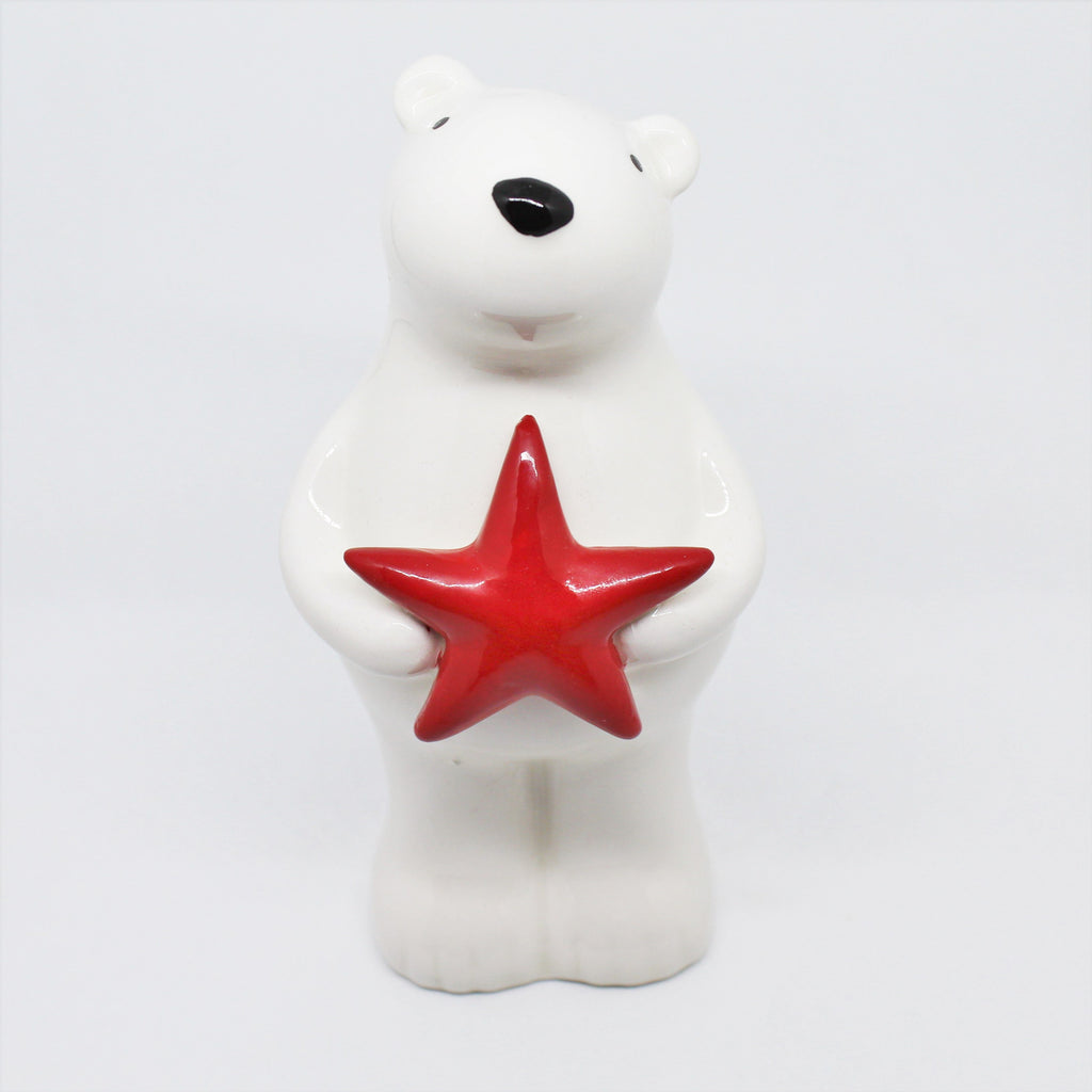 Polar Bear with Star Standing Decoration