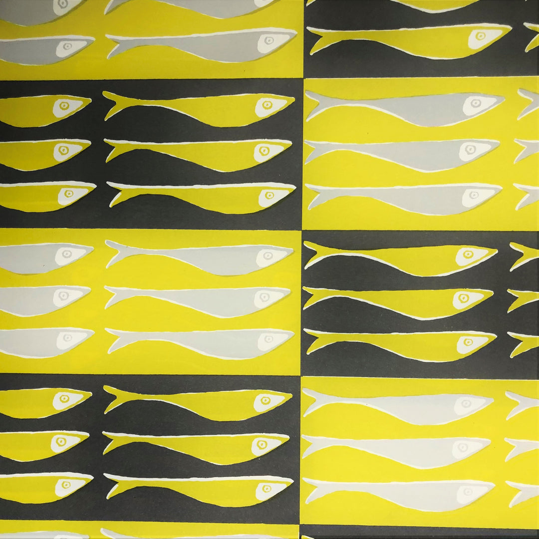 Yellow and Grey Fish Gift Wrap