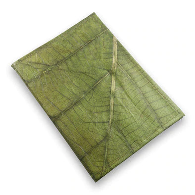 Teak Vegan Leaf Leather Notebook - Lined