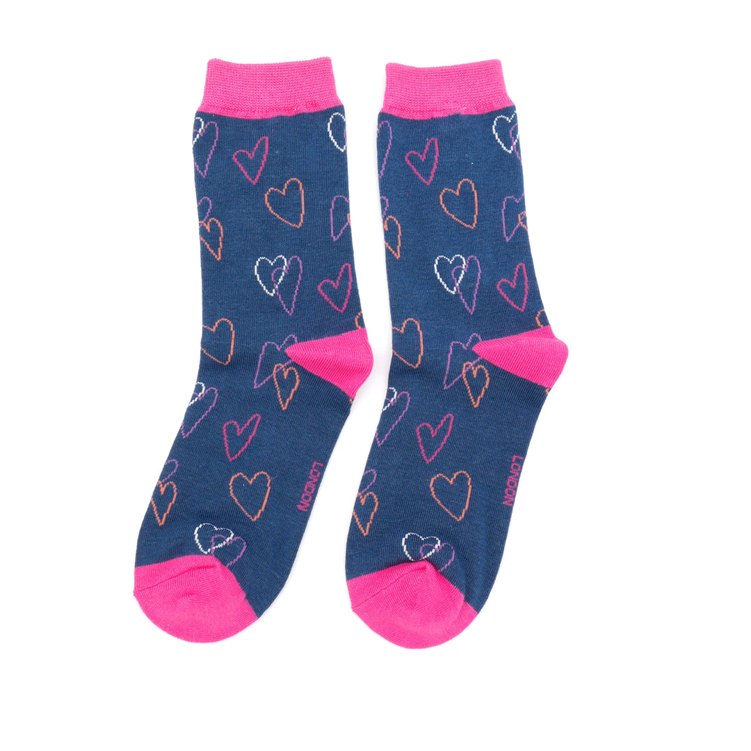Ladies Bamboo Socks  - Sketched Heart