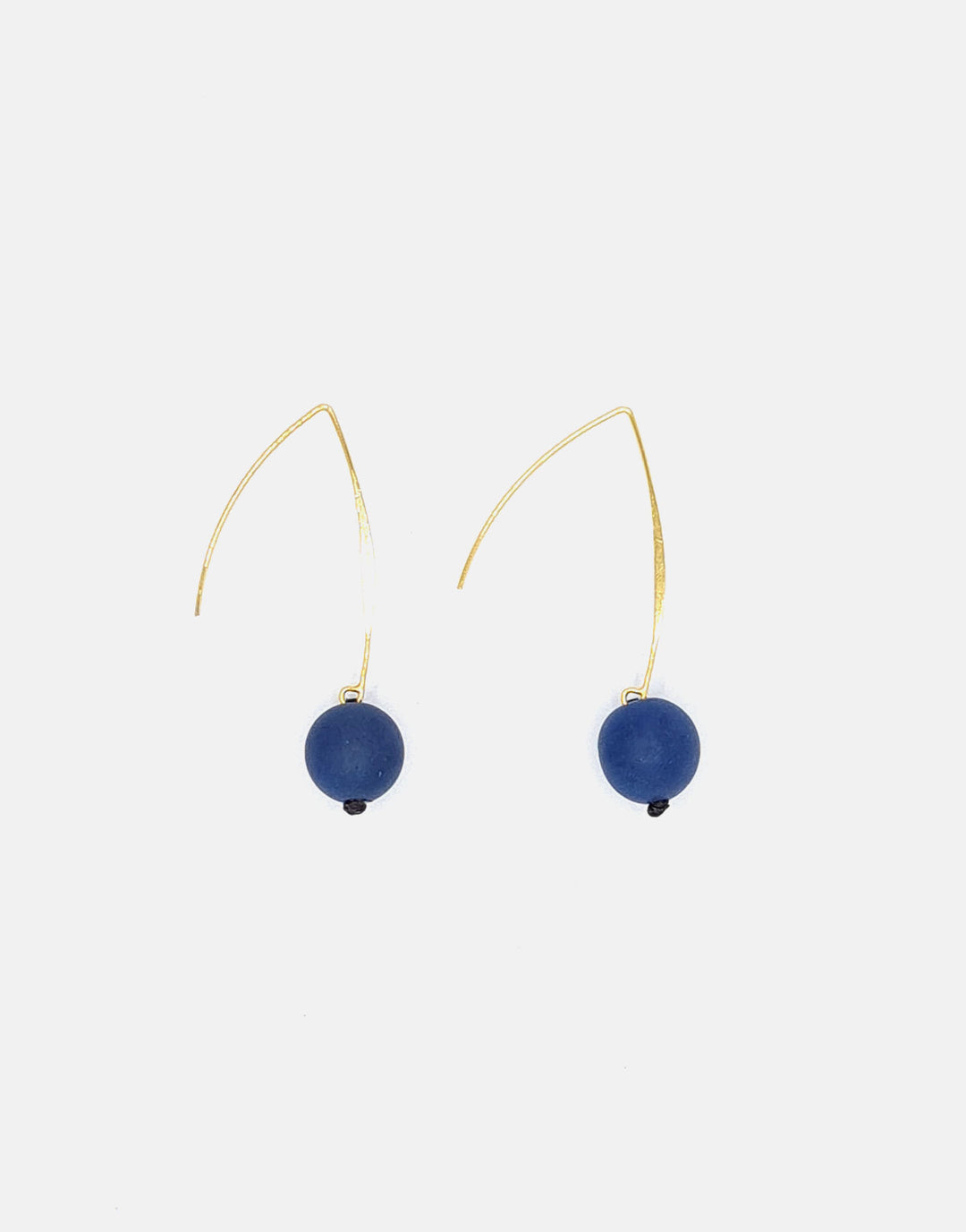 Minimal Drop Tagua Earrings - Cobalt