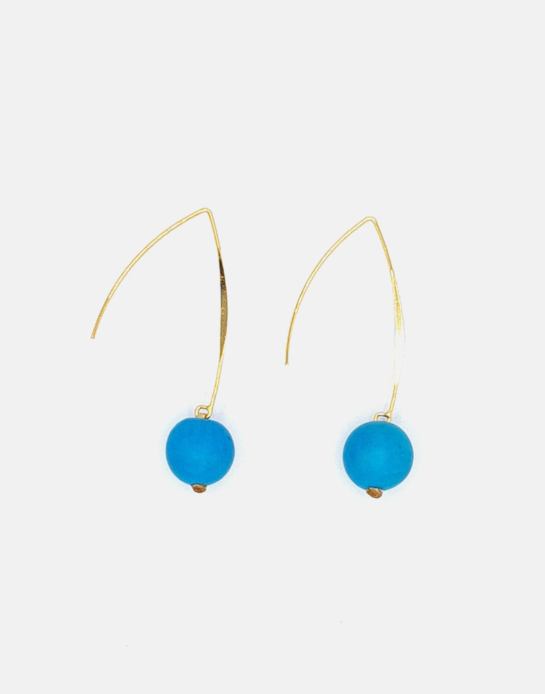 Minimal Drop Tagua Earrings - Light Blue