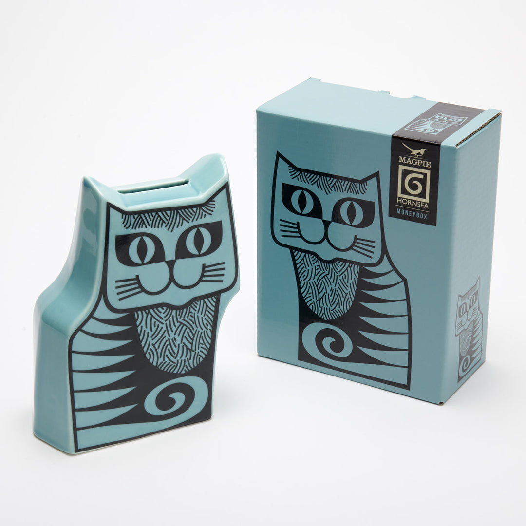 Hornsea Cat Money Box - Teal