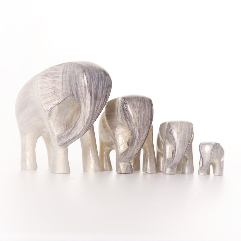 Elephant Ornament, Trunk down  - Brushed Silver