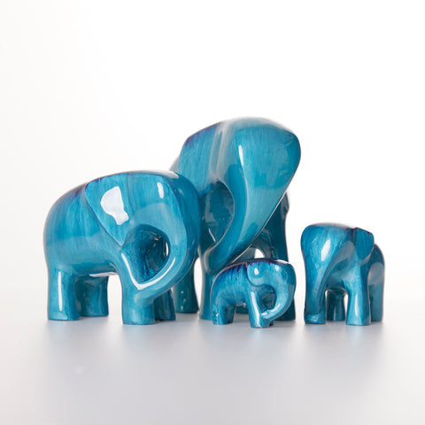 Elephant Ornament, Trunk down  - Brushed Aqua