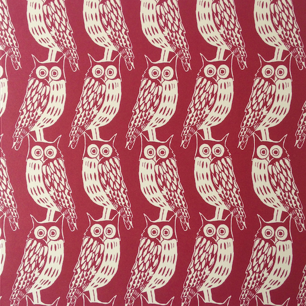 Dark Red Owl Gift Wrap