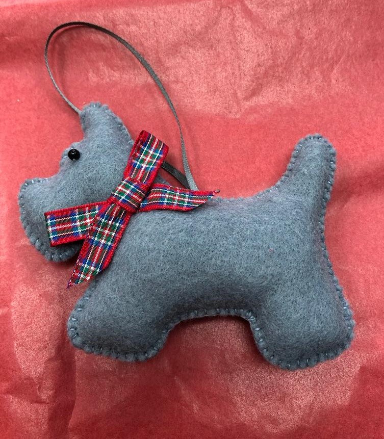 Hanging Animal Ornaments - Scotties Grey