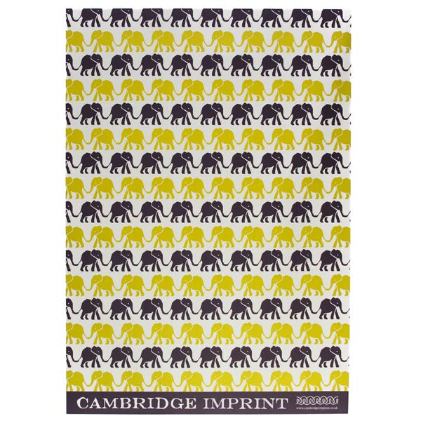 Yellow and Navy Elephant Gift Wrap
