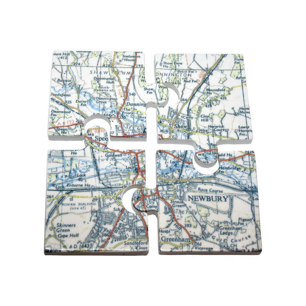 Vintage Map Jigsaw Coaster Set/Pot Stand