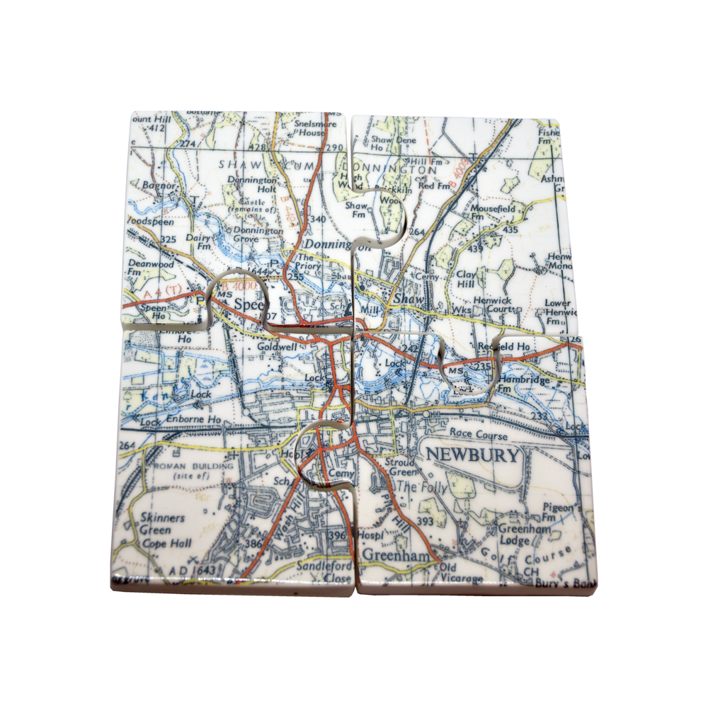 Vintage Map Jigsaw Coaster Set/Pot Stand