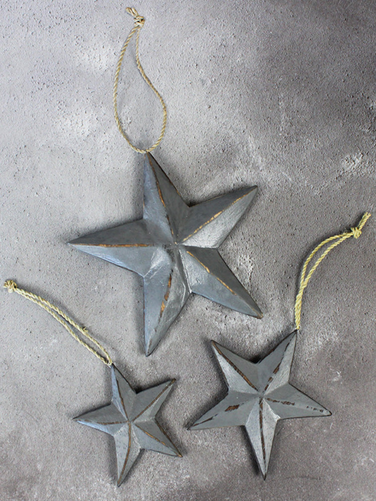 Small Hanging Wooden Star - Grey