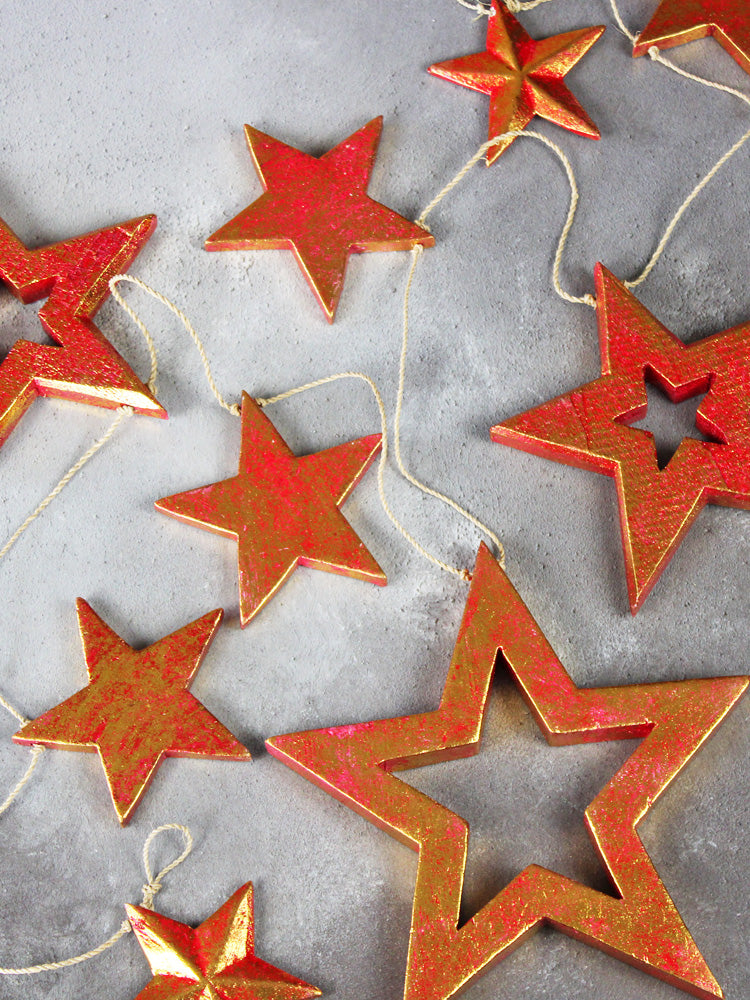 Stars Garland - Red/Gold